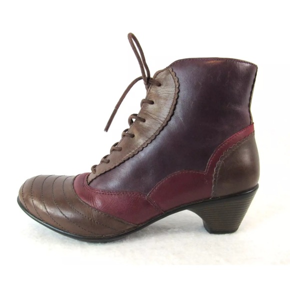 Dansko Felix Leather Ankle Boot Red Brown Purple Leather Lace Up SZ 36 - Picture 2 of 16